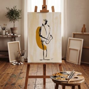 The Quiet Melody  Abstract Musician Acrylic Painting